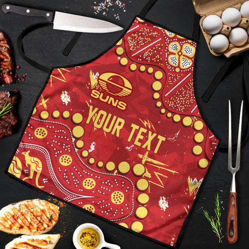 Personalized Gold Coast Suns Apron Aboriginal Pattern with Graffiti Style