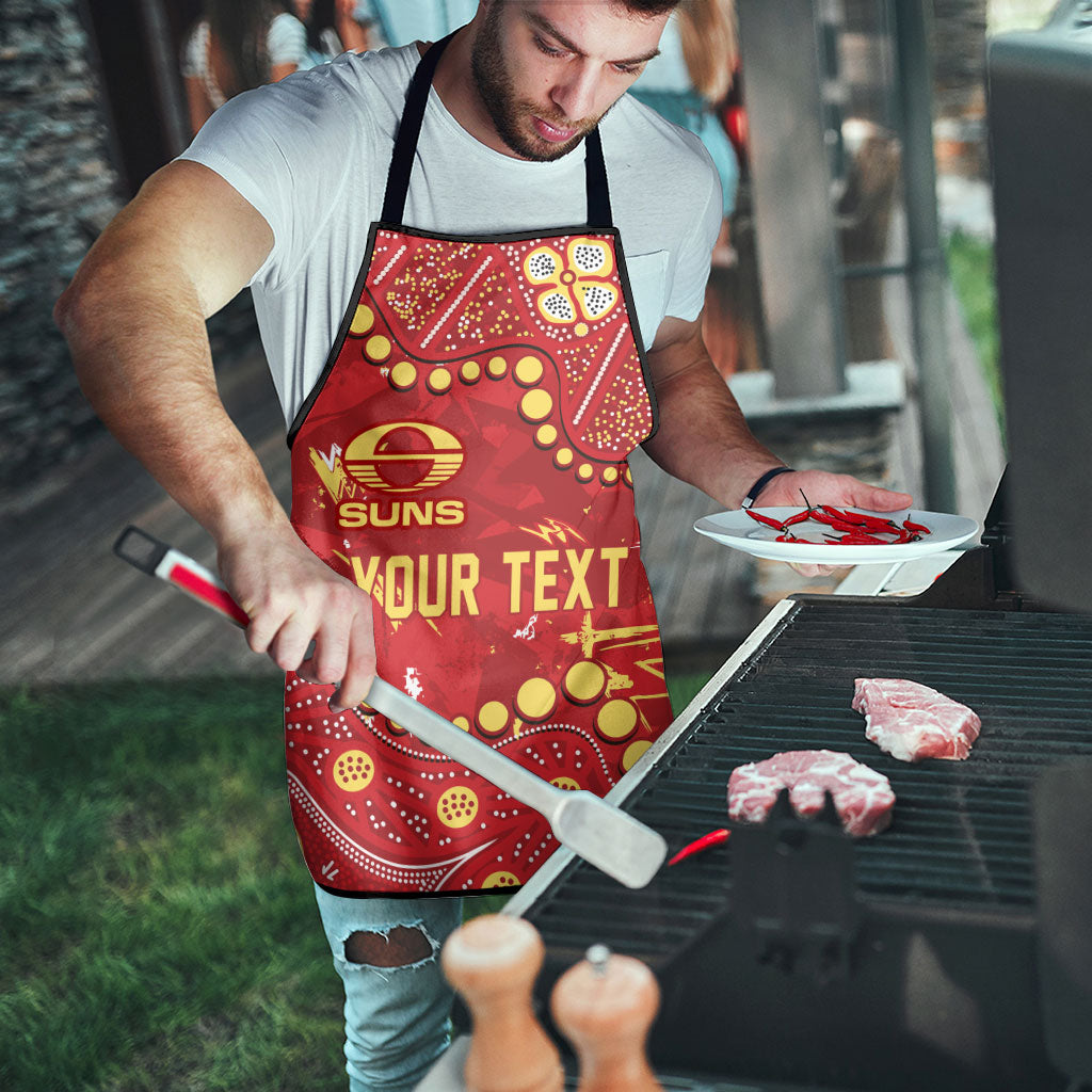 Personalized Gold Coast Suns Apron Aboriginal Pattern with Graffiti Style