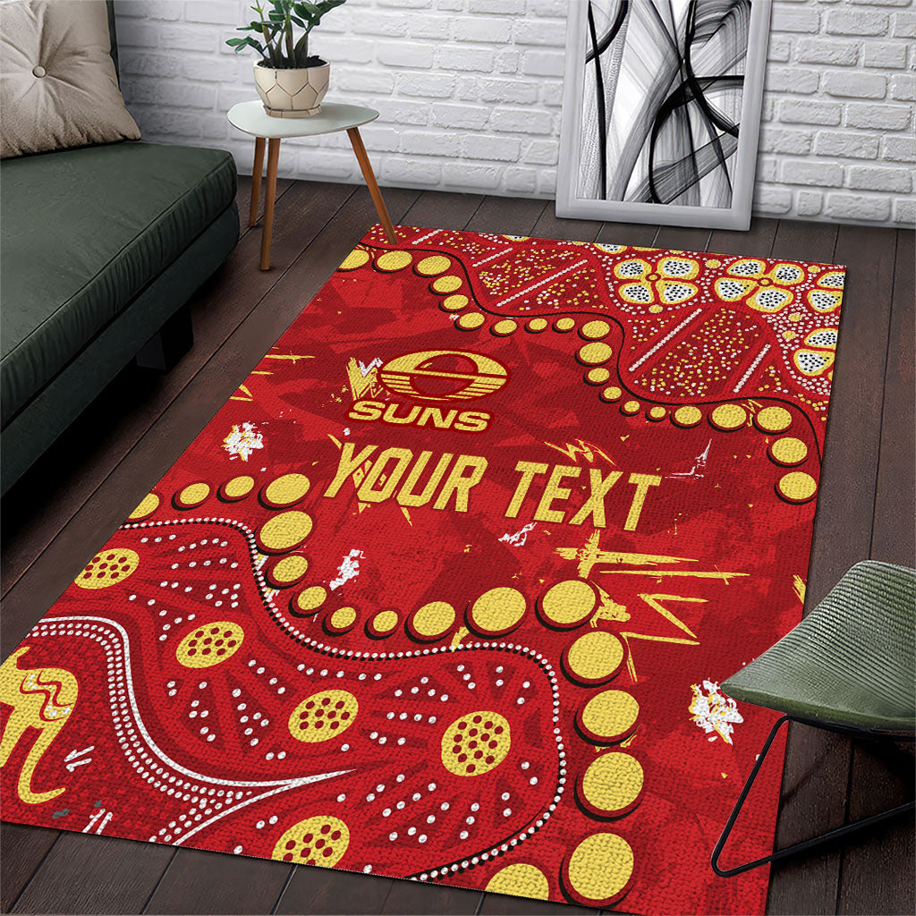 Personalized Gold Coast Suns Area Rug Aboriginal Pattern with Graffiti Style