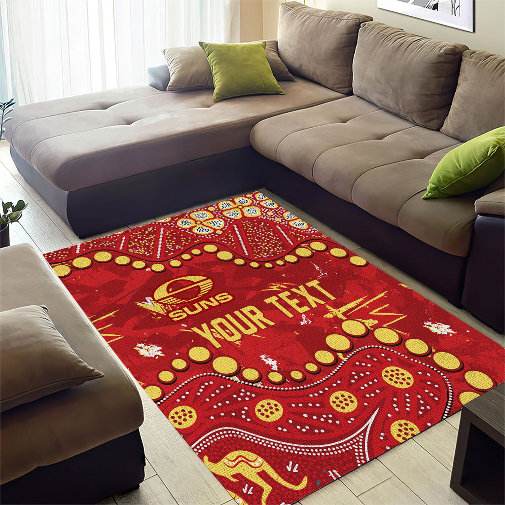 Personalized Gold Coast Suns Area Rug Aboriginal Pattern with Graffiti Style