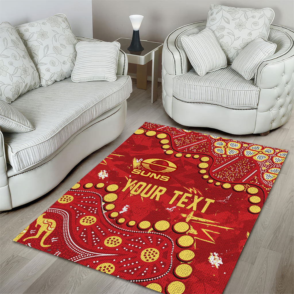 Personalized Gold Coast Suns Area Rug Aboriginal Pattern with Graffiti Style