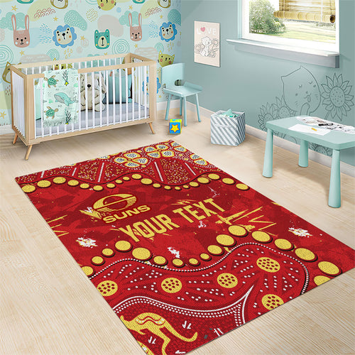 Personalized Gold Coast Suns Area Rug Aboriginal Pattern with Graffiti Style
