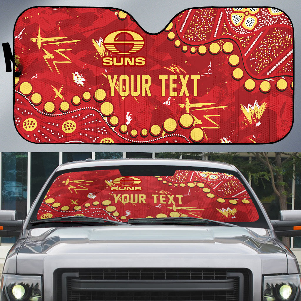 Personalized Gold Coast Suns Auto Sun Shade Aboriginal Pattern with Graffiti Style