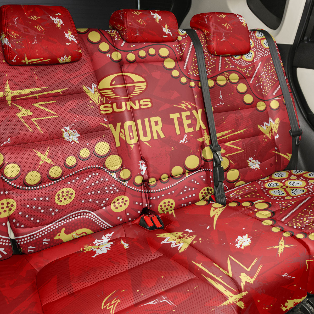 Personalized Gold Coast Suns Back Car Seat Cover Aboriginal Pattern with Graffiti Style