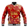 Personalized Gold Coast Suns Baseball Jacket Aboriginal Pattern with Graffiti Style