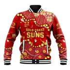 Personalized Gold Coast Suns Baseball Jacket Aboriginal Pattern with Graffiti Style