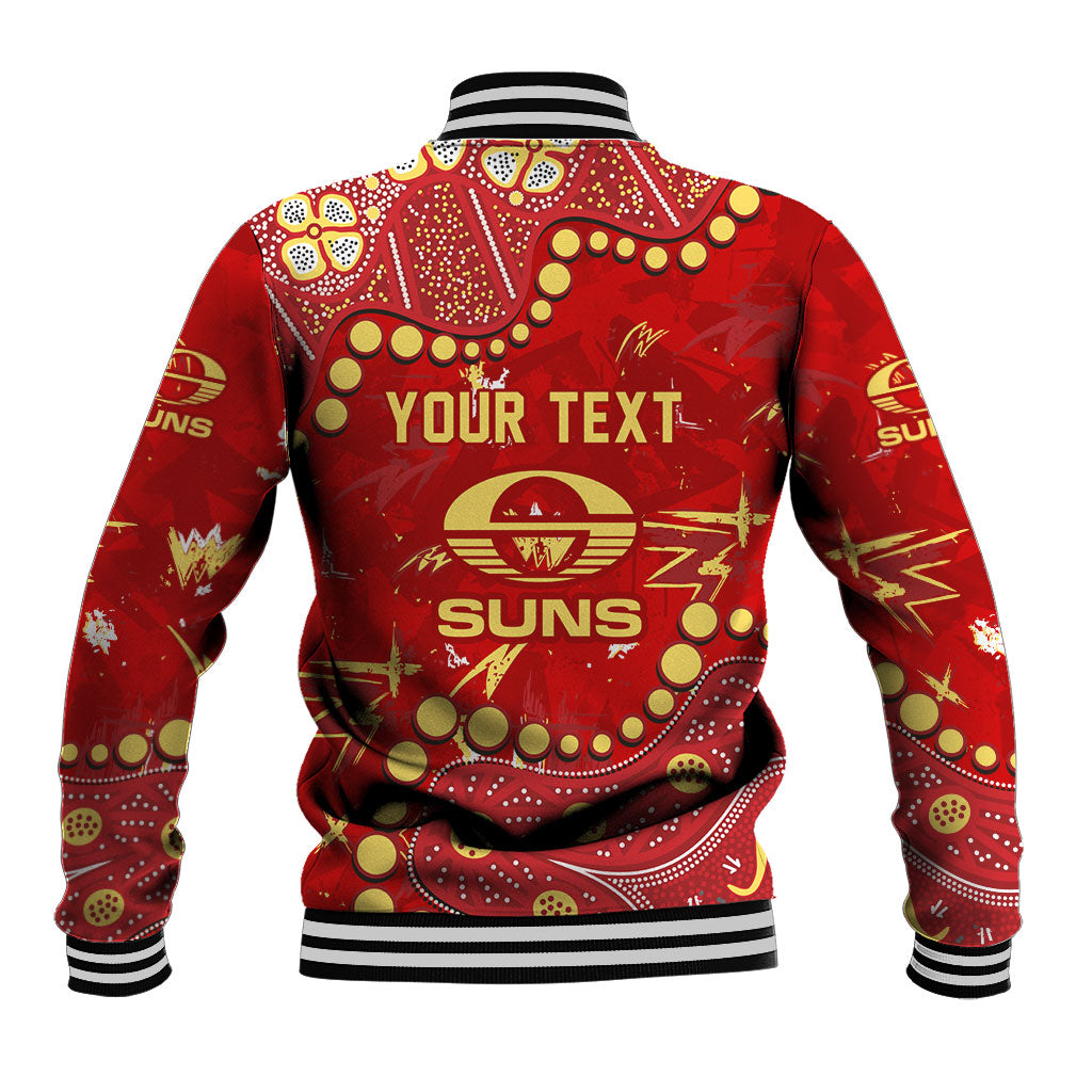 Personalized Gold Coast Suns Baseball Jacket Aboriginal Pattern with Graffiti Style
