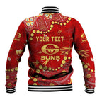 Personalized Gold Coast Suns Baseball Jacket Aboriginal Pattern with Graffiti Style
