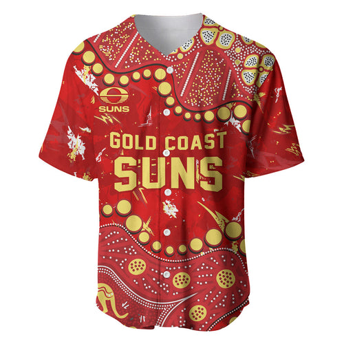 Personalized Gold Coast Suns Baseball Jersey Aboriginal Pattern with Graffiti Style