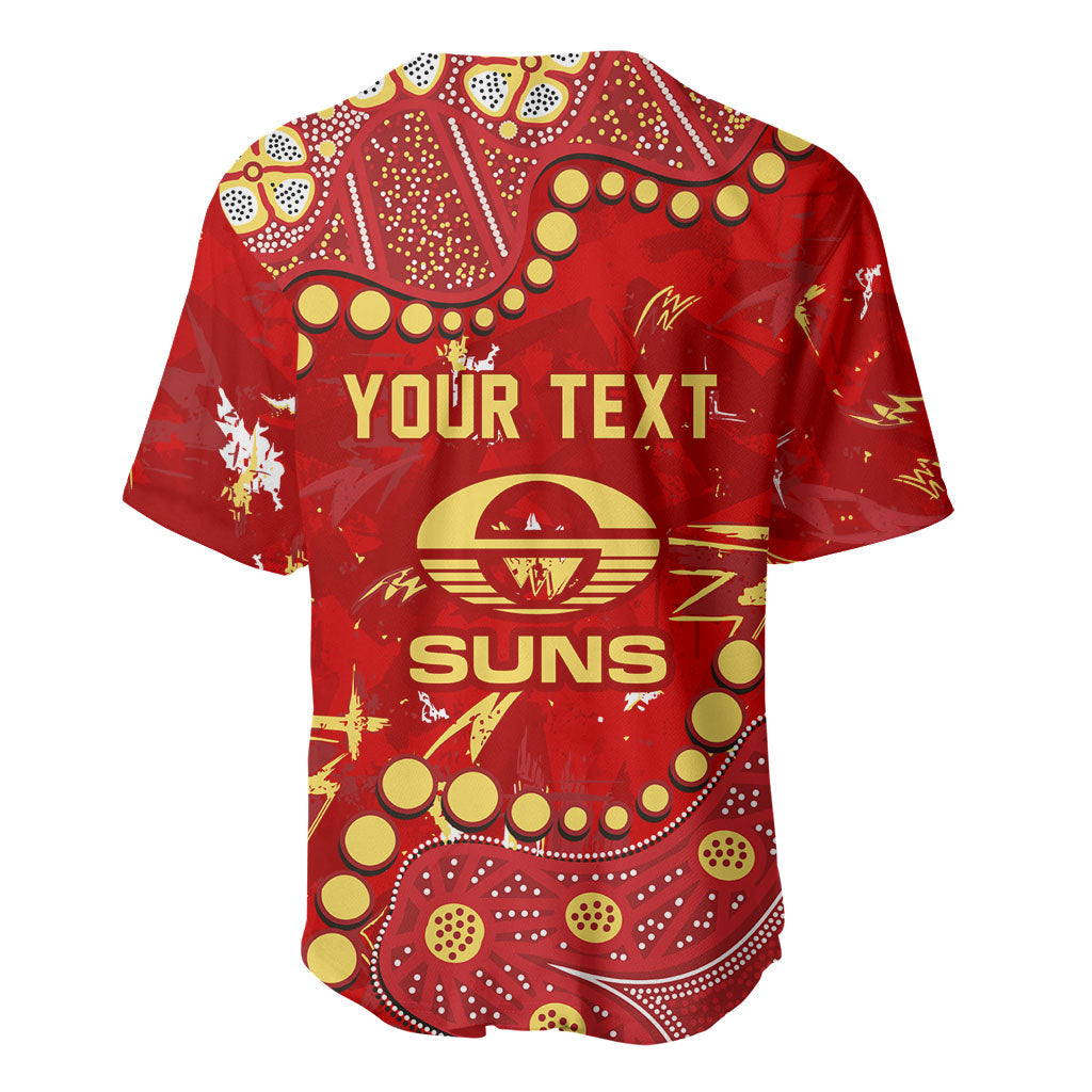 Personalized Gold Coast Suns Baseball Jersey Aboriginal Pattern with Graffiti Style