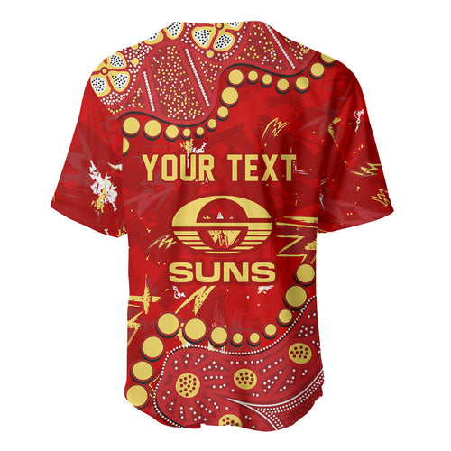 Personalized Gold Coast Suns Baseball Jersey Aboriginal Pattern with Graffiti Style