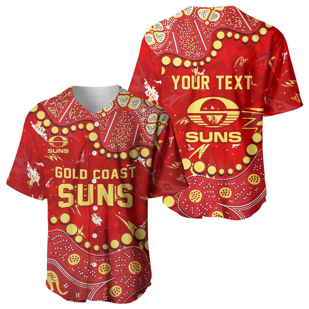 Personalized Gold Coast Suns Baseball Jersey Aboriginal Pattern with Graffiti Style
