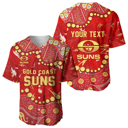 Personalized Gold Coast Suns Baseball Jersey Aboriginal Pattern with Graffiti Style