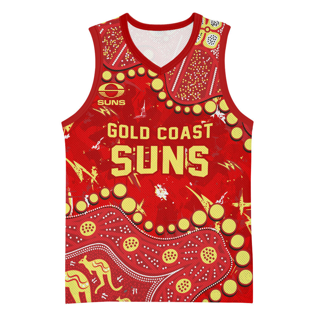 Personalized Gold Coast Suns Basketball Jersey Aboriginal Pattern with Graffiti Style