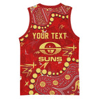 Personalized Gold Coast Suns Basketball Jersey Aboriginal Pattern with Graffiti Style