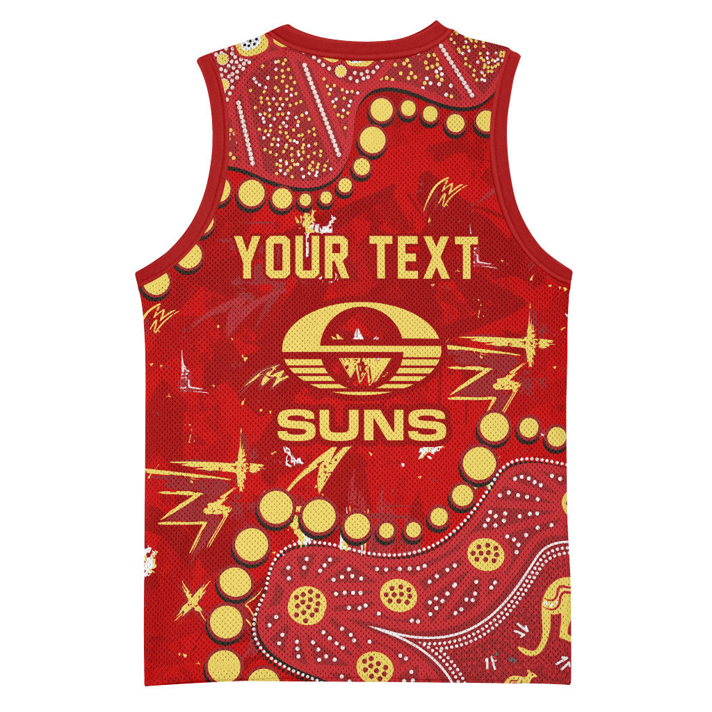 Personalized Gold Coast Suns Basketball Jersey Aboriginal Pattern with Graffiti Style