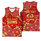 Personalized Gold Coast Suns Basketball Jersey Aboriginal Pattern with Graffiti Style