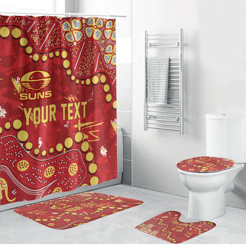 Personalized Gold Coast Suns Bathroom Set Aboriginal Pattern with Graffiti Style