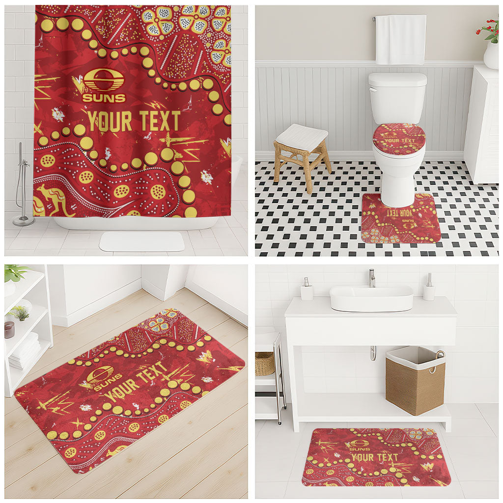 Personalized Gold Coast Suns Bathroom Set Aboriginal Pattern with Graffiti Style