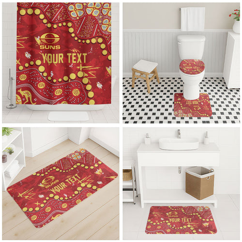 Personalized Gold Coast Suns Bathroom Set Aboriginal Pattern with Graffiti Style