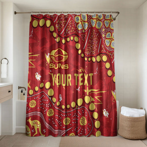 Personalized Gold Coast Suns Bathroom Set Aboriginal Pattern with Graffiti Style