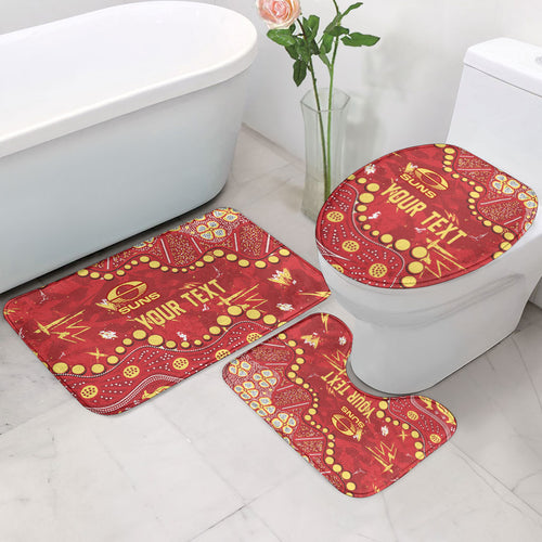 Personalized Gold Coast Suns Bathroom Set Aboriginal Pattern with Graffiti Style