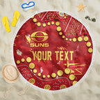 Personalized Gold Coast Suns Beach Blanket Aboriginal Pattern with Graffiti Style