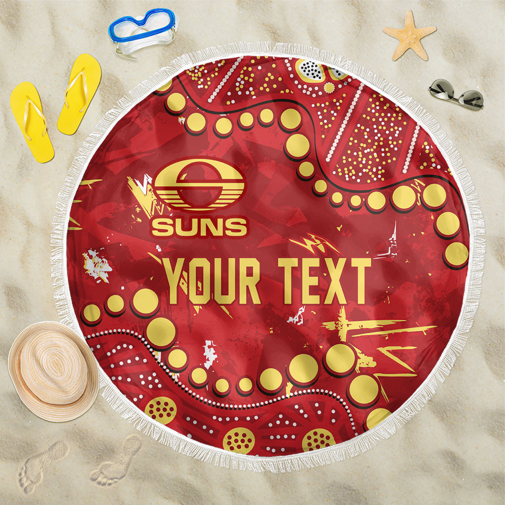 Personalized Gold Coast Suns Beach Blanket Aboriginal Pattern with Graffiti Style