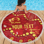 Personalized Gold Coast Suns Beach Blanket Aboriginal Pattern with Graffiti Style