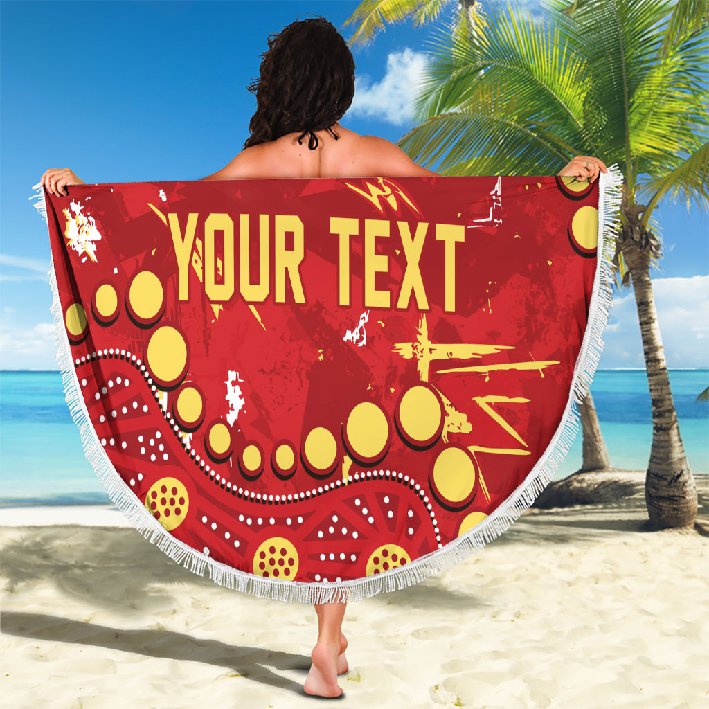 Personalized Gold Coast Suns Beach Blanket Aboriginal Pattern with Graffiti Style