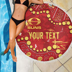 Personalized Gold Coast Suns Beach Blanket Aboriginal Pattern with Graffiti Style