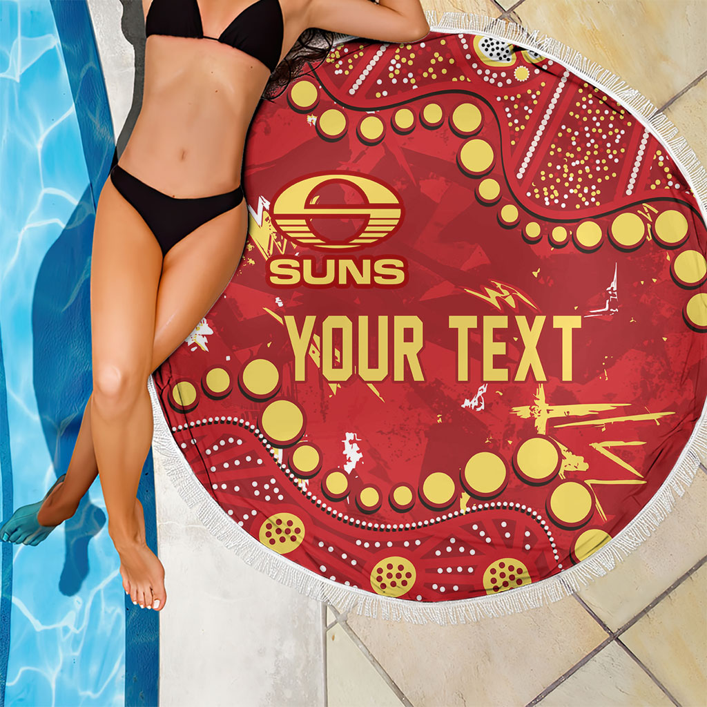 Personalized Gold Coast Suns Beach Blanket Aboriginal Pattern with Graffiti Style