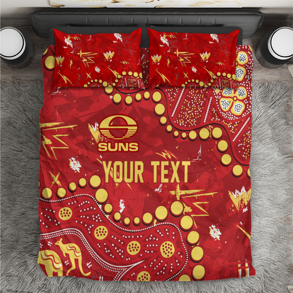 Personalized Gold Coast Suns Bedding Set Aboriginal Pattern with Graffiti Style