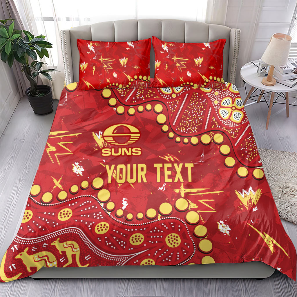 Personalized Gold Coast Suns Bedding Set Aboriginal Pattern with Graffiti Style