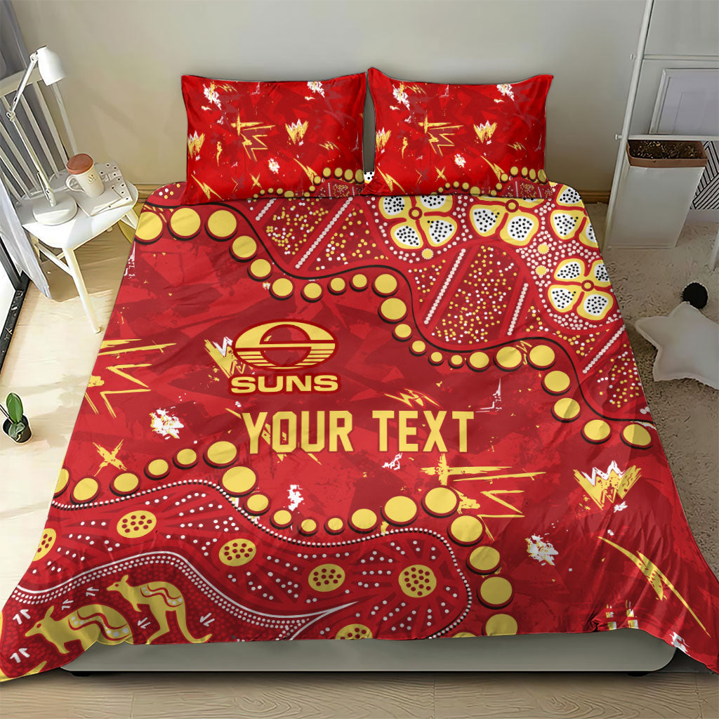 Personalized Gold Coast Suns Bedding Set Aboriginal Pattern with Graffiti Style