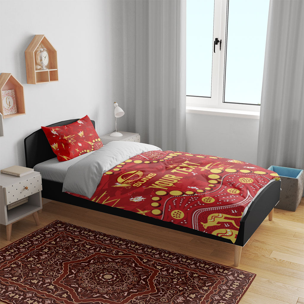 Personalized Gold Coast Suns Bedding Set Aboriginal Pattern with Graffiti Style