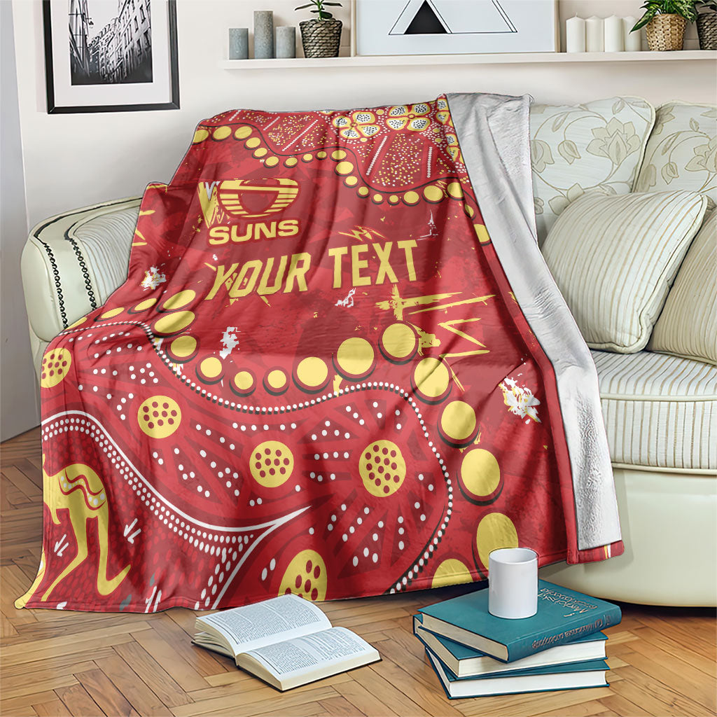 Personalized Gold Coast Suns Blanket Aboriginal Pattern with Graffiti Style