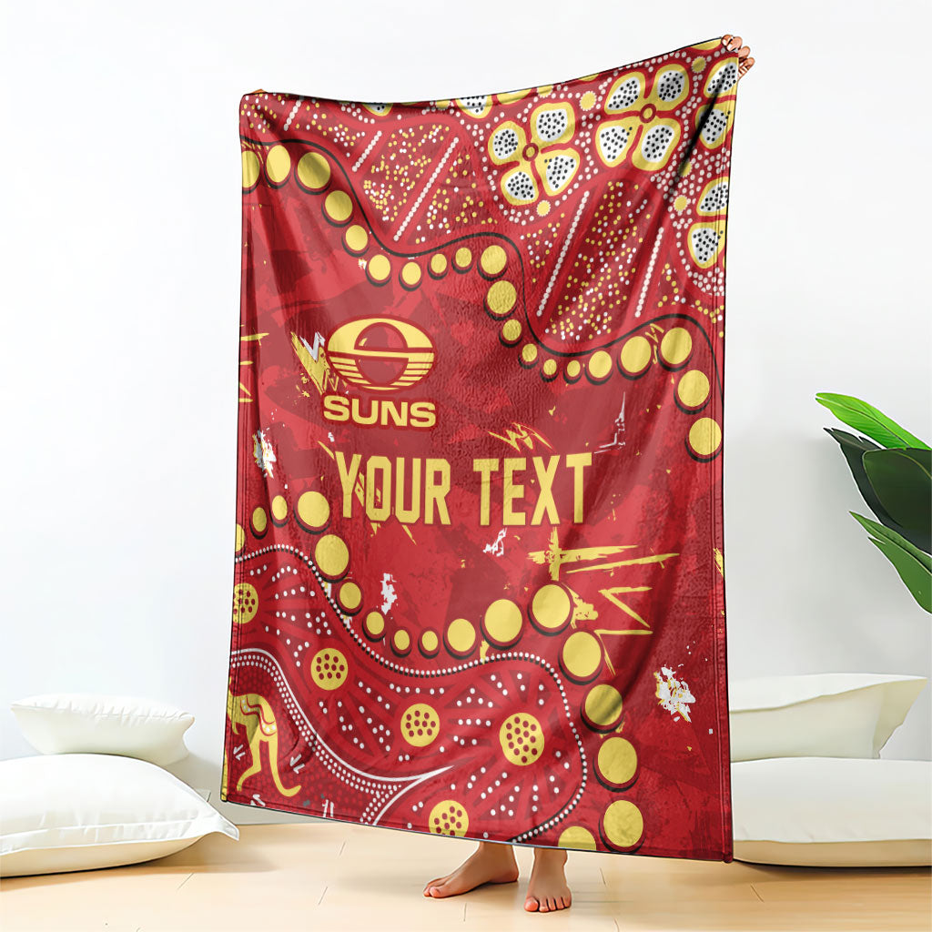 Personalized Gold Coast Suns Blanket Aboriginal Pattern with Graffiti Style