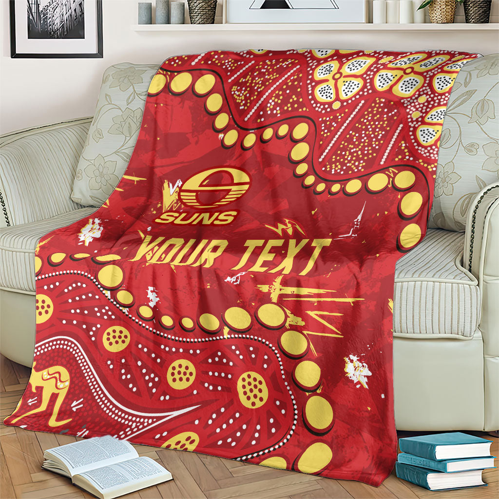 Personalized Gold Coast Suns Blanket Aboriginal Pattern with Graffiti Style