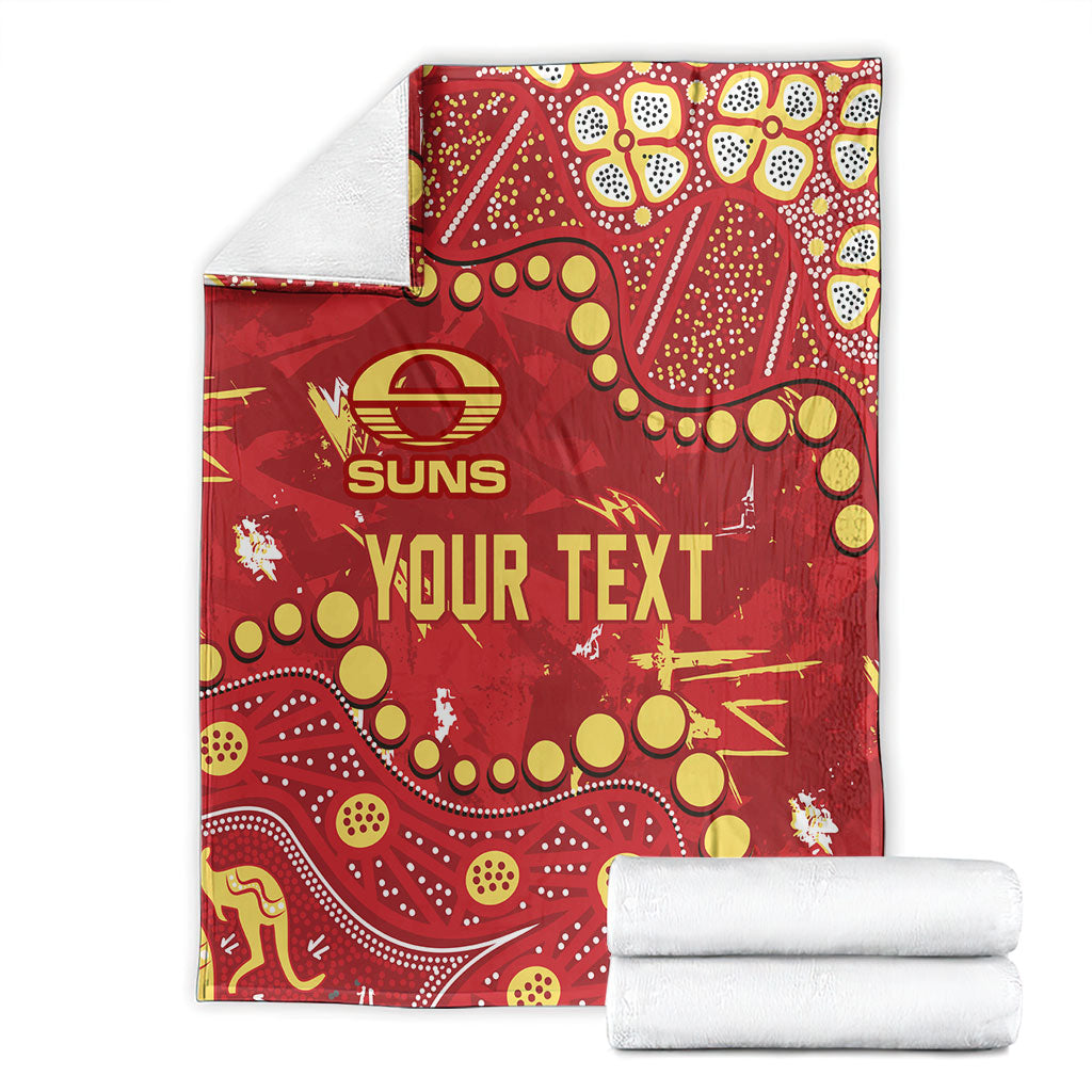 Personalized Gold Coast Suns Blanket Aboriginal Pattern with Graffiti Style