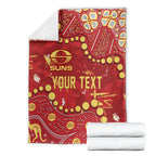 Personalized Gold Coast Suns Blanket Aboriginal Pattern with Graffiti Style