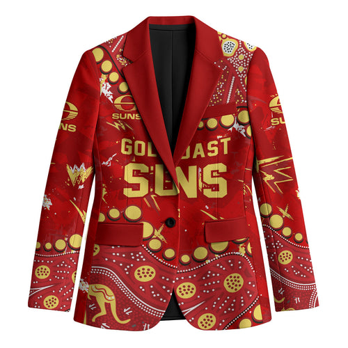 Personalized Gold Coast Suns Blazer Aboriginal Pattern with Graffiti Style
