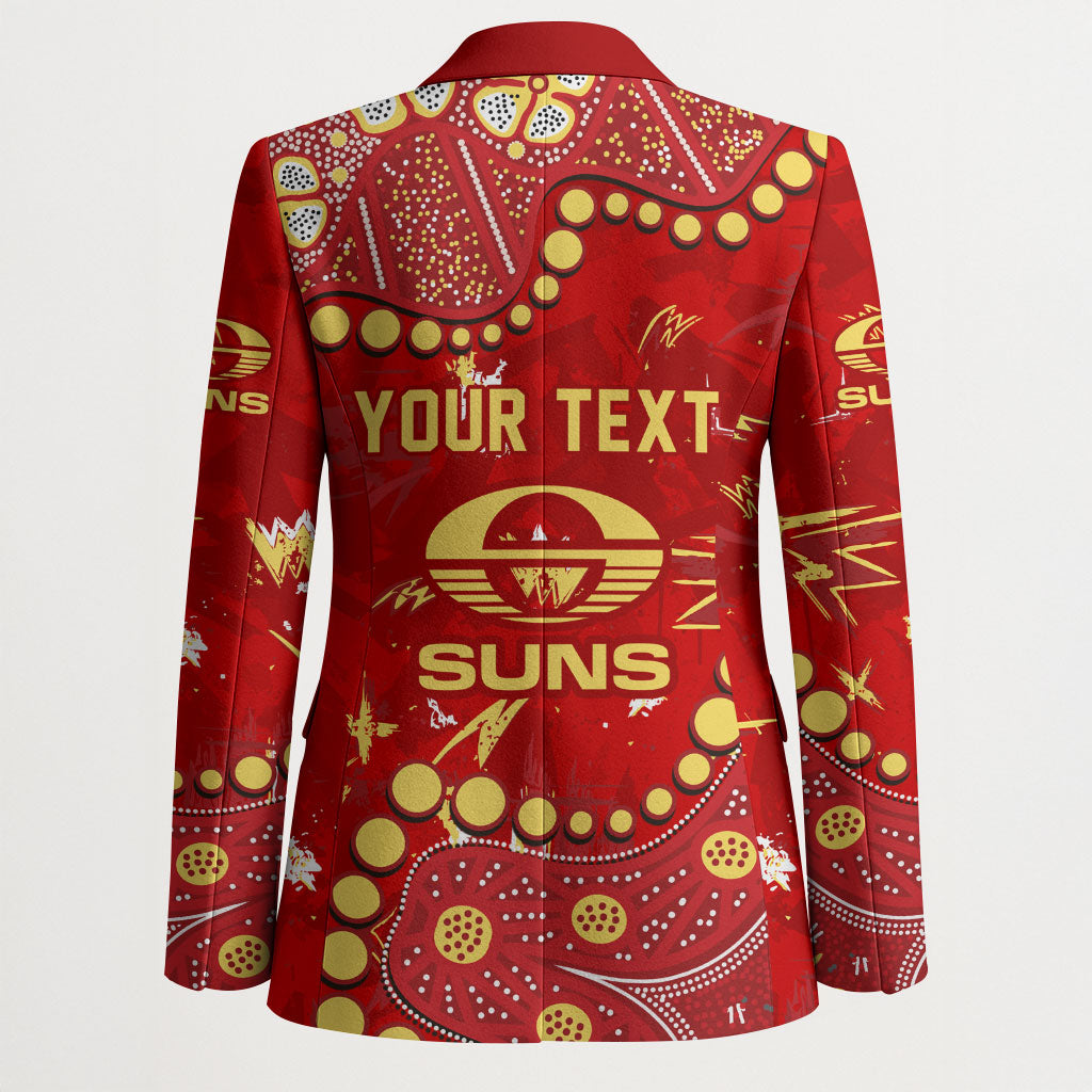 Personalized Gold Coast Suns Blazer Aboriginal Pattern with Graffiti Style
