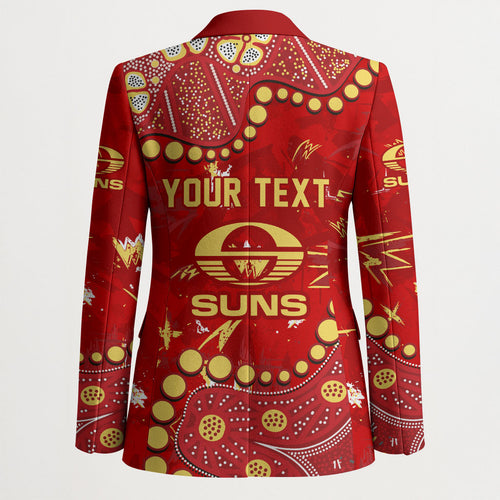 Personalized Gold Coast Suns Blazer Aboriginal Pattern with Graffiti Style