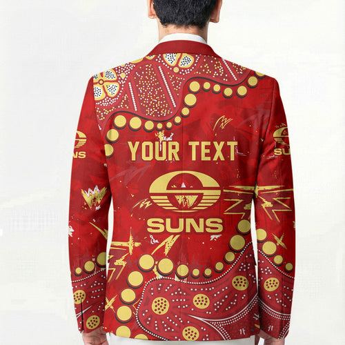Personalized Gold Coast Suns Blazer Aboriginal Pattern with Graffiti Style