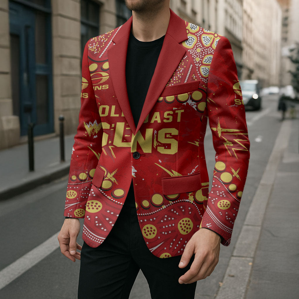 Personalized Gold Coast Suns Blazer Aboriginal Pattern with Graffiti Style