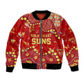 Personalized Gold Coast Suns Bomber Jacket Aboriginal Pattern with Graffiti Style