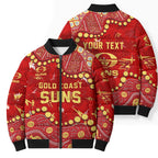 Personalized Gold Coast Suns Bomber Puffer Jacket Aboriginal Pattern with Graffiti Style