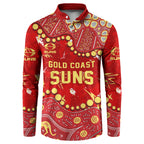 Personalized Gold Coast Suns Button Sweatshirt Aboriginal Pattern with Graffiti Style