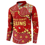 Personalized Gold Coast Suns Button Sweatshirt Aboriginal Pattern with Graffiti Style